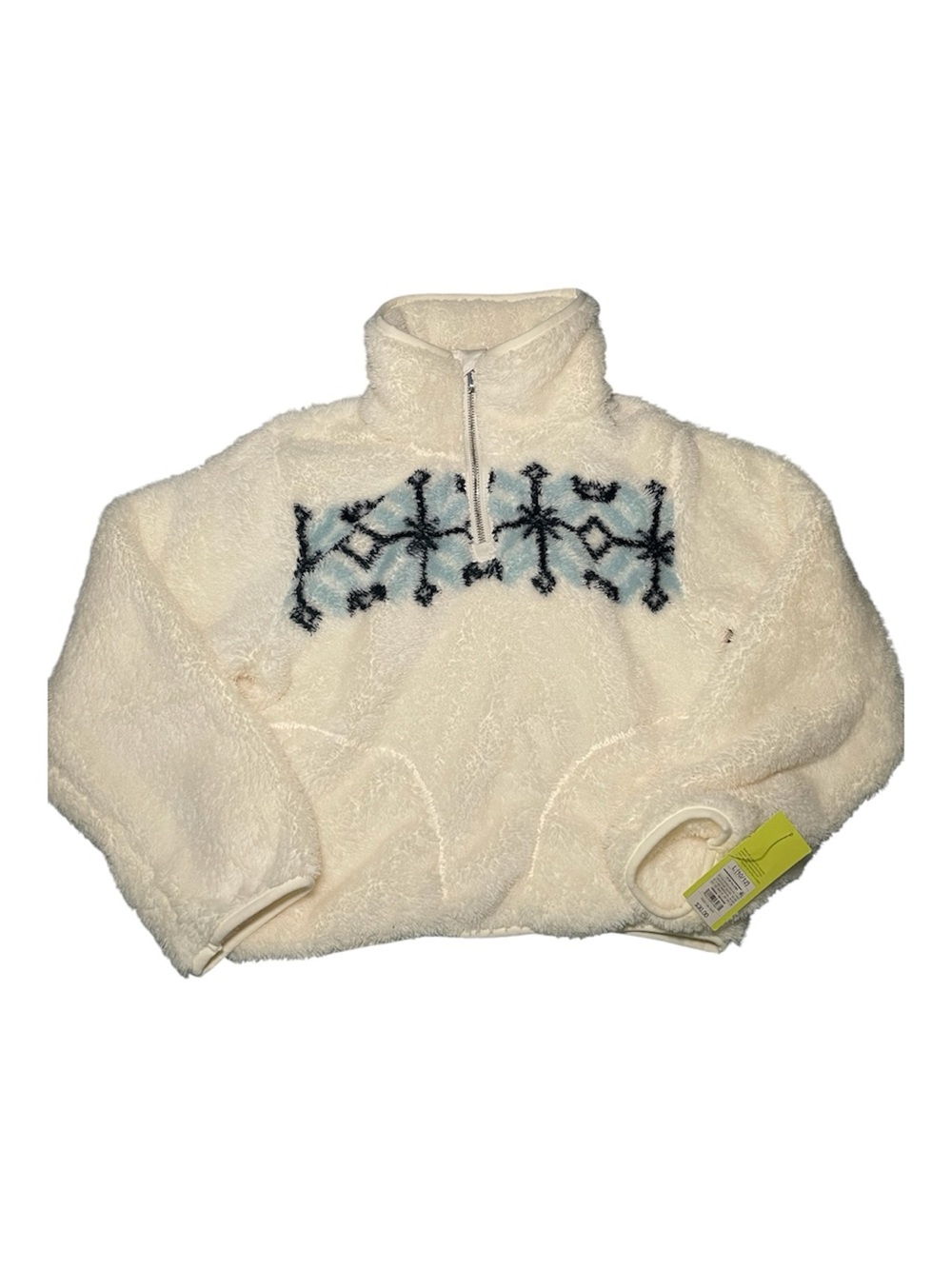 All in Motion Girls L 10/12 Sherpa Half Zip Pullover Cream Blue NWT